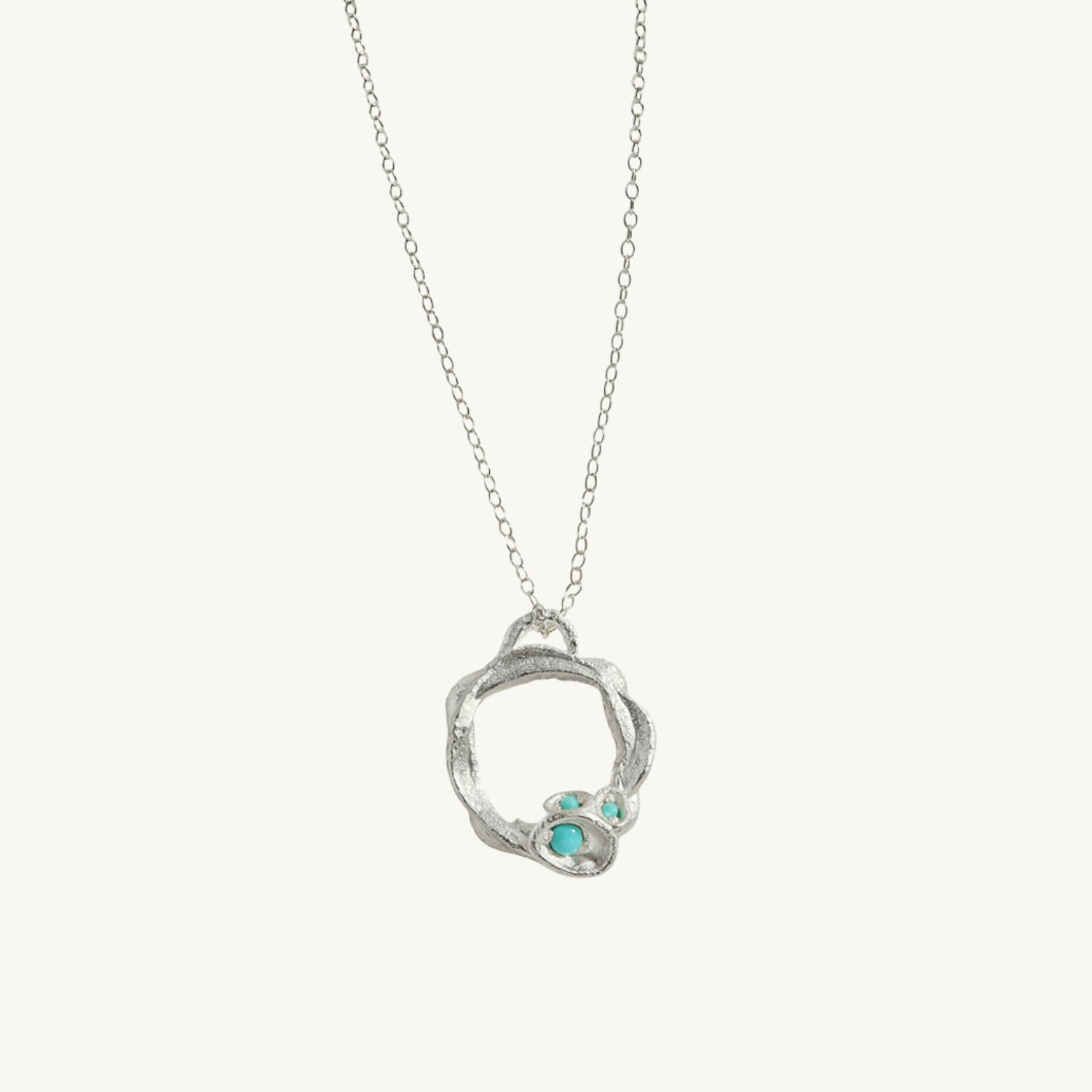 Turquoise Silver Circle Necklace (Large)