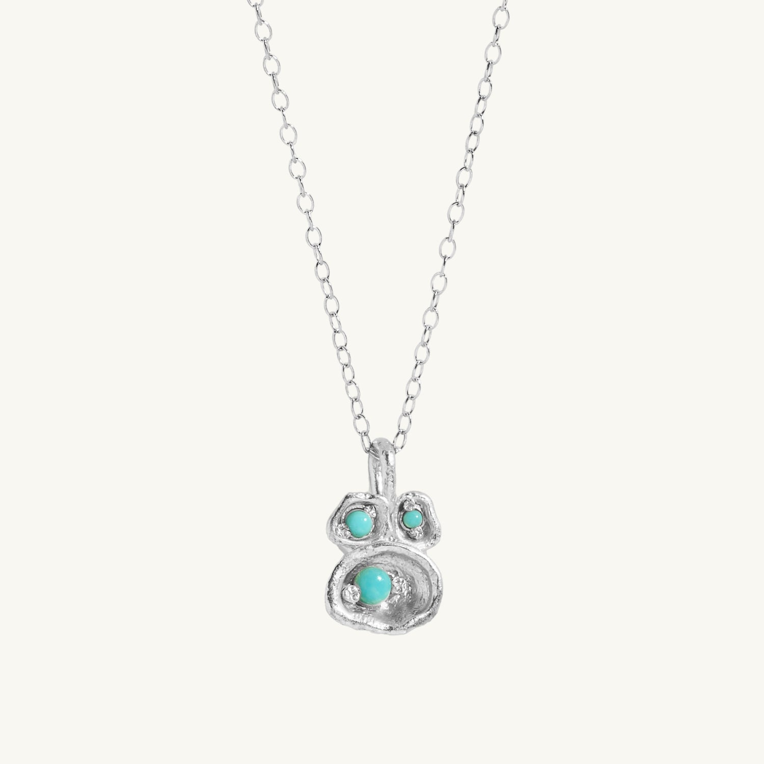 Turquoise Silver Lichen Pendant Necklace