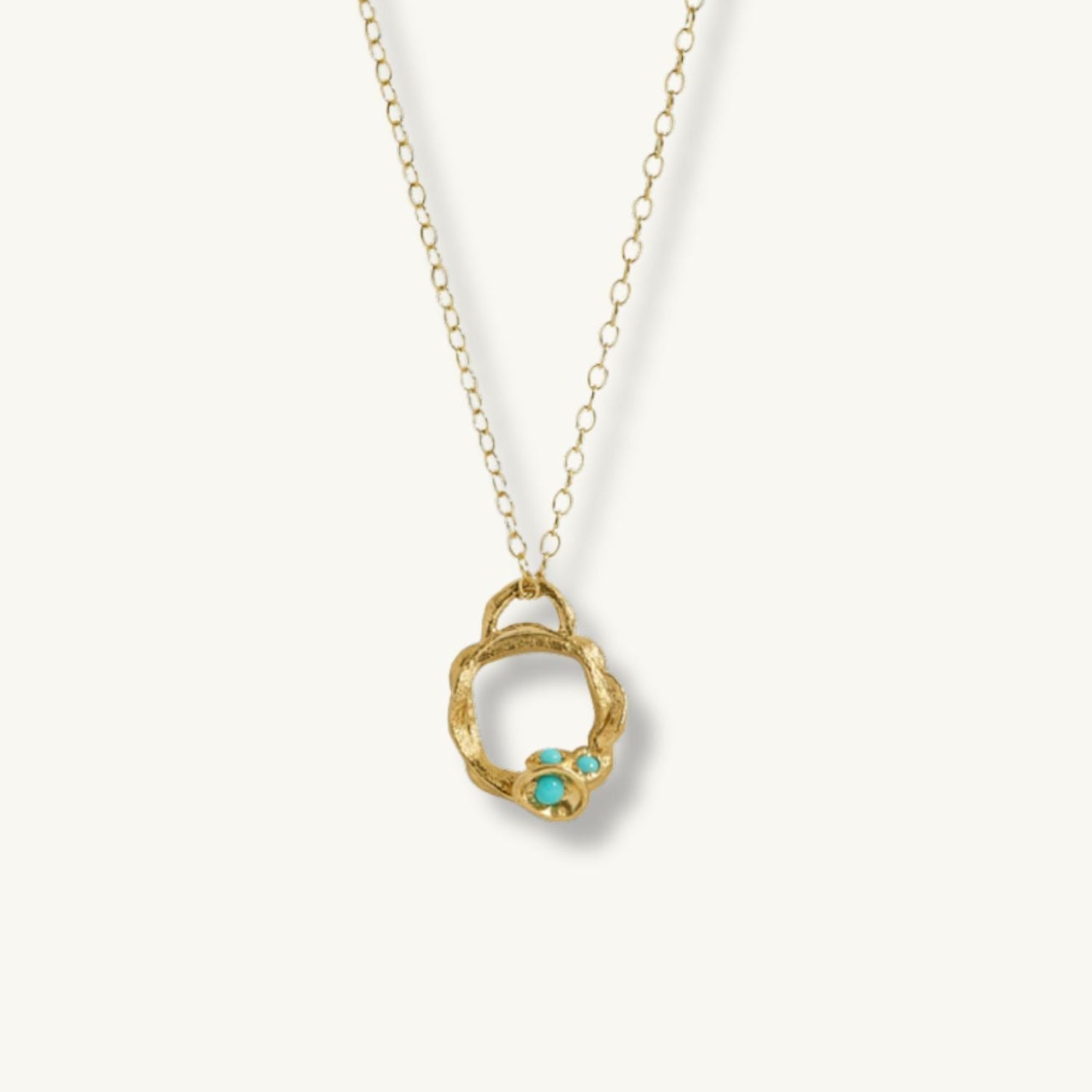 Turquoise Gold Circle Necklace (Small)