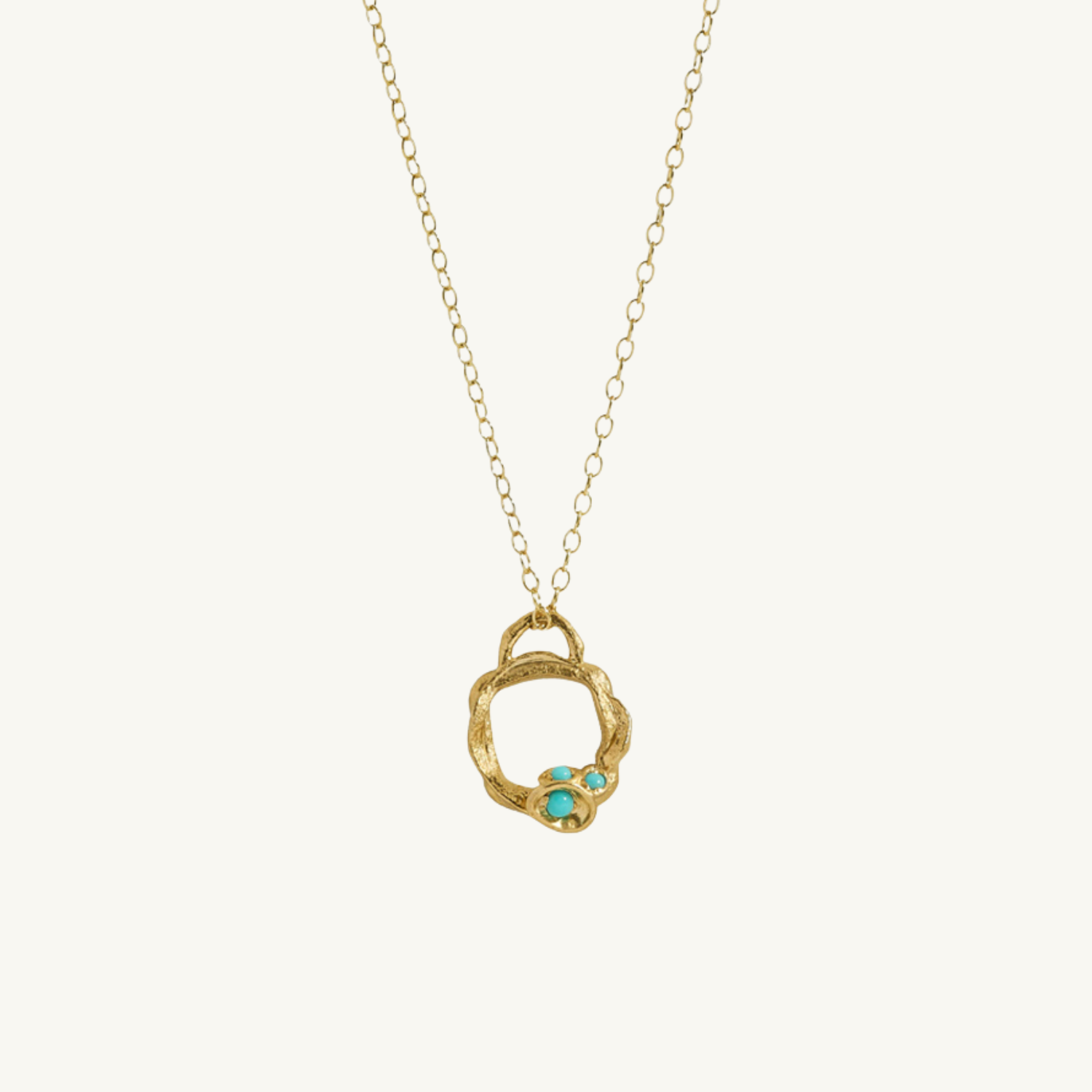 Turquoise Gold Circle Necklace (Small)