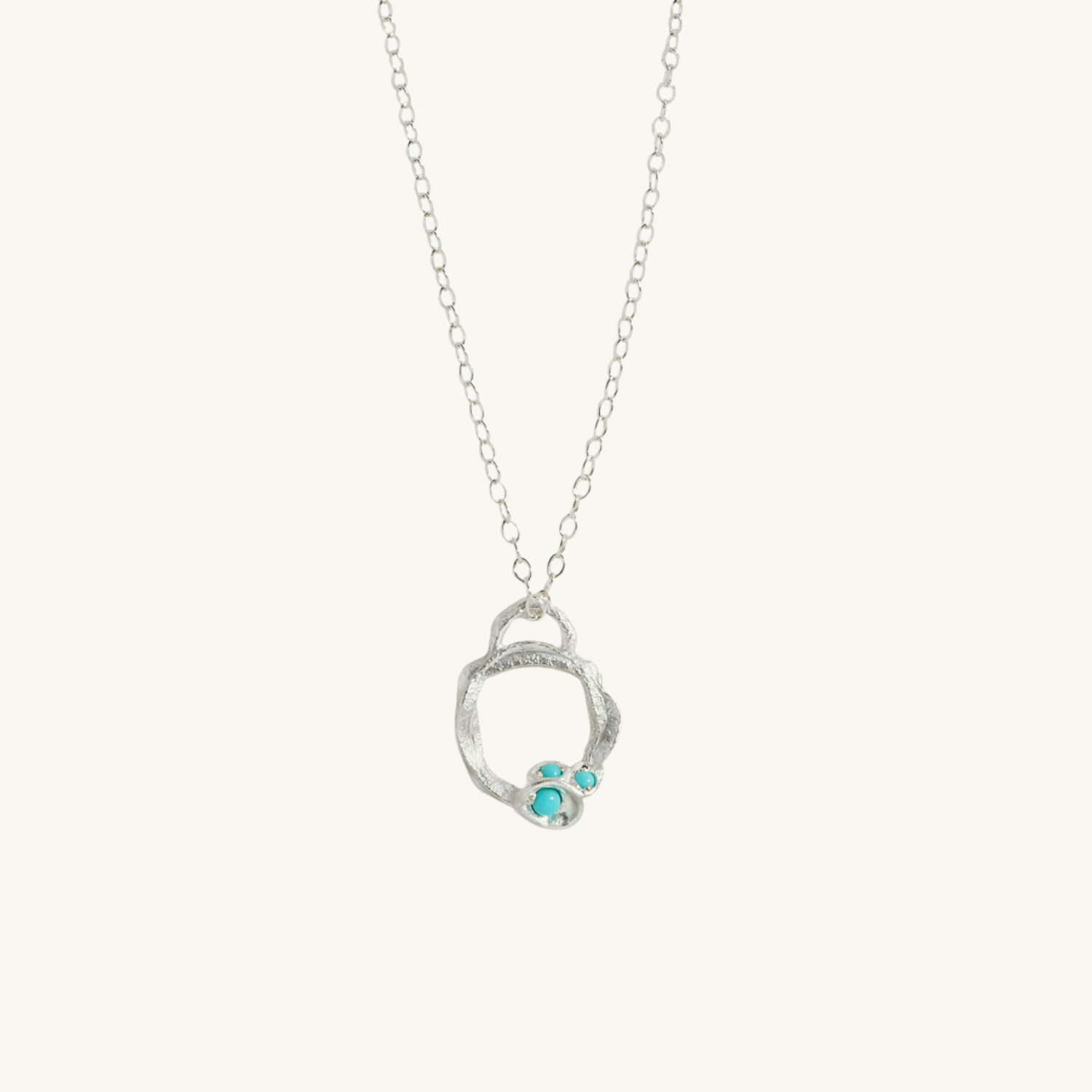 Turquoise Silver Circle Necklace (Small)