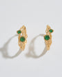 Chalcedony Twisted Branch Gold Hoops