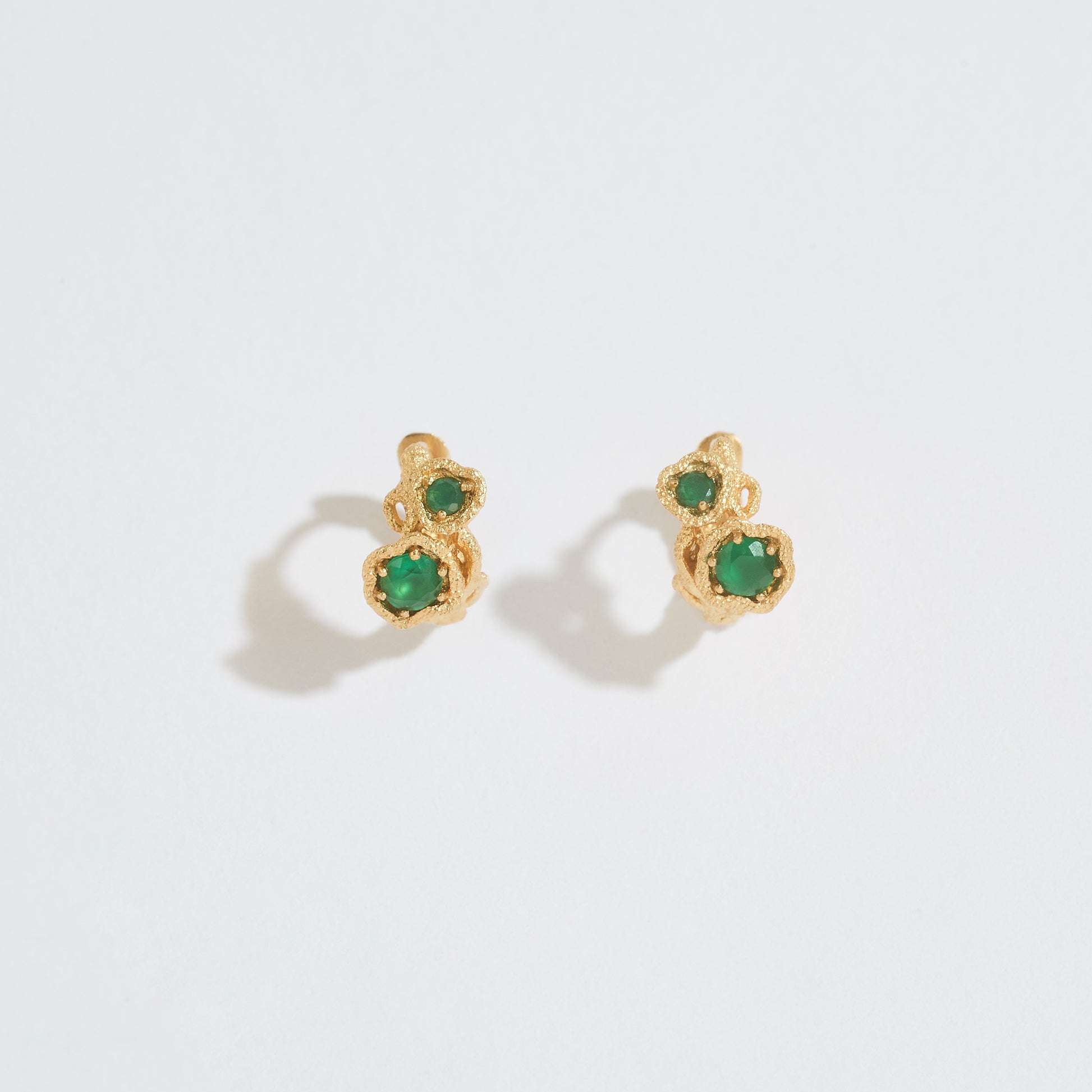 Chalcedony Twisted Branch Gold Huggies