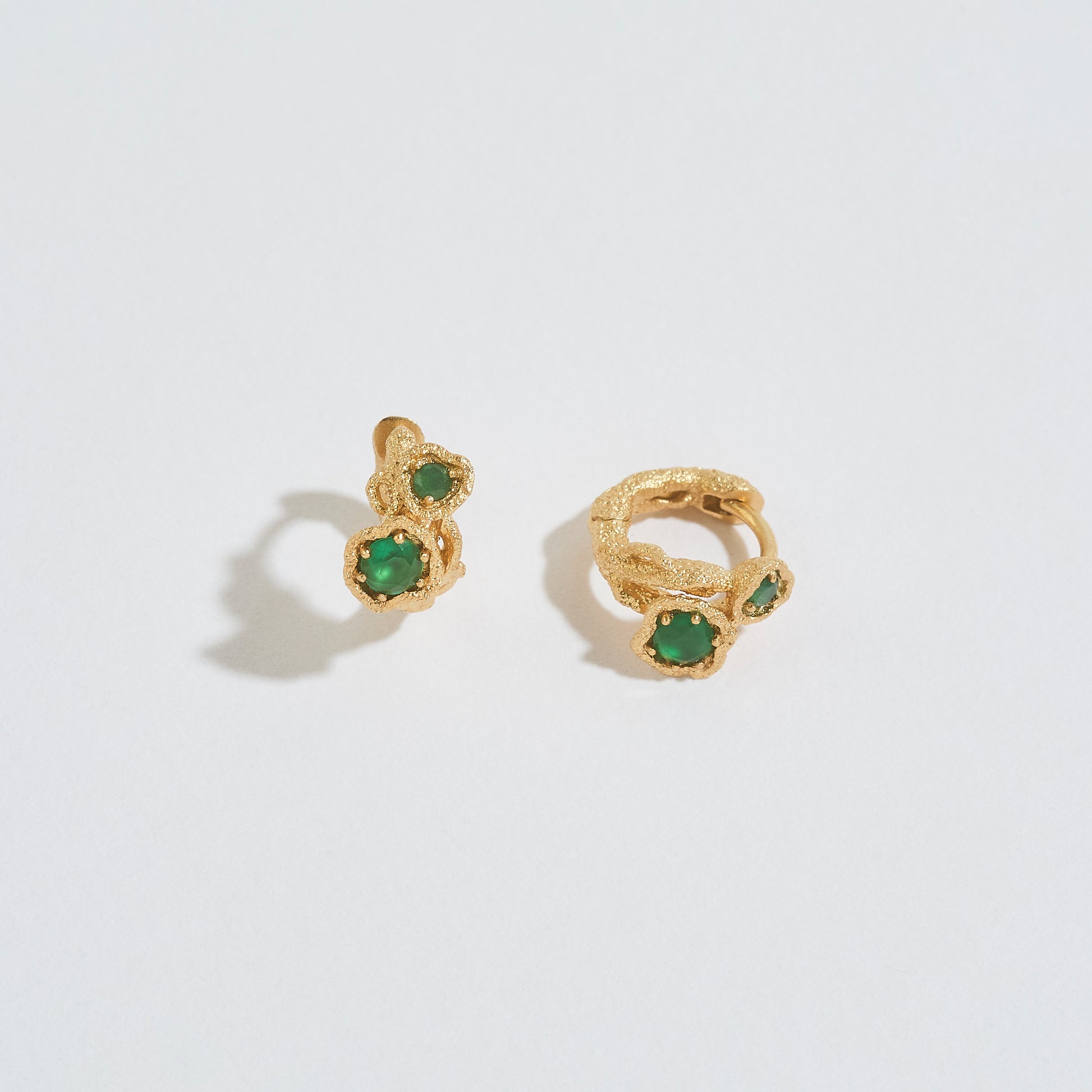 Chalcedony Twisted Branch Gold Huggies