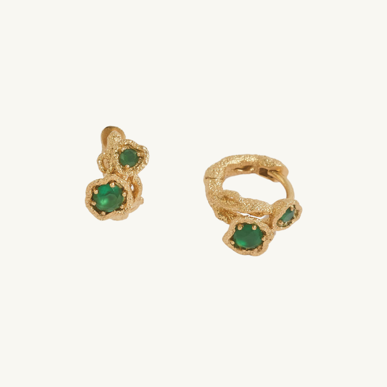 Chalcedony Twisted Branch Gold Huggies