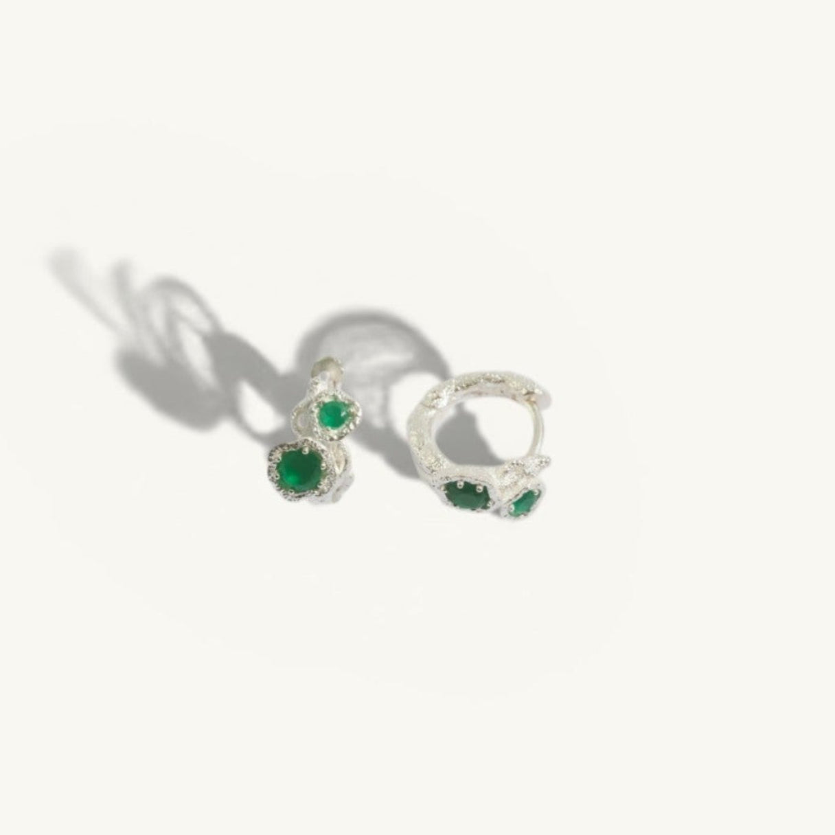 Chalcedony Twisted Branch Silver Huggies