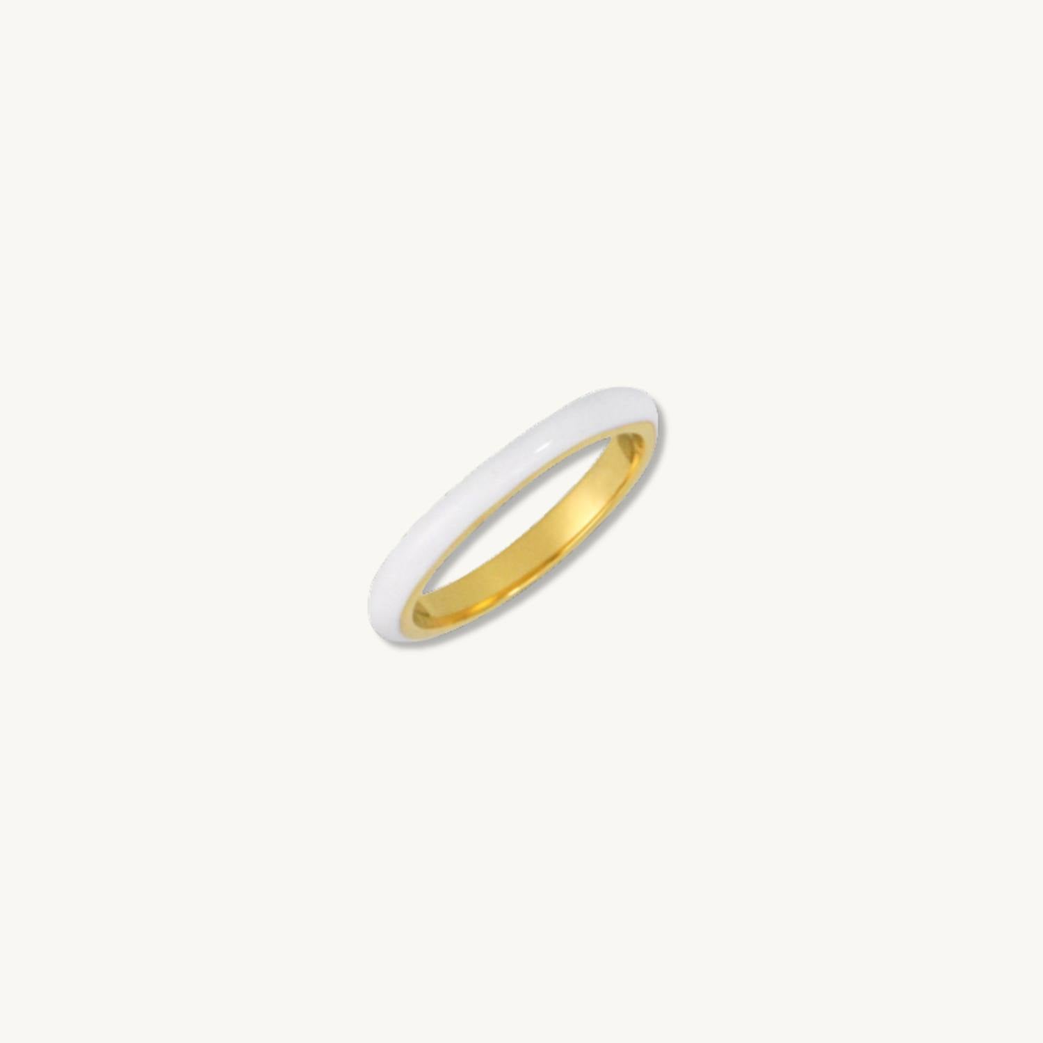 White Enamel Gold Ring