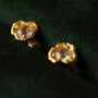 White Topaz Gold Lichen Stud Earrings