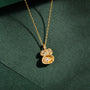 White Topaz and Gold Lichen Birthstone Pendant Necklace