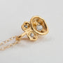 White Topaz and Gold Lichen Birthstone Pendant Necklace - close up