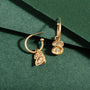 White Topaz  Gold Lichen Birthstone Hoop Earrings