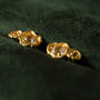 White Topaz Gold Double Lichen Statement Stud Earrings - close up