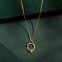 White Topaz and Gold Branch birthstone Eternity  Circle Necklace - Small