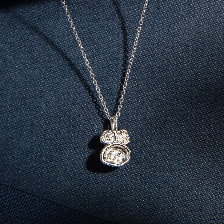 White Topaz and Silver Lichen Birthstone Pendant Necklace