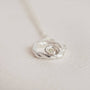White Topaz and Silver Birthstone Branch Circle Necklace - Small - close up