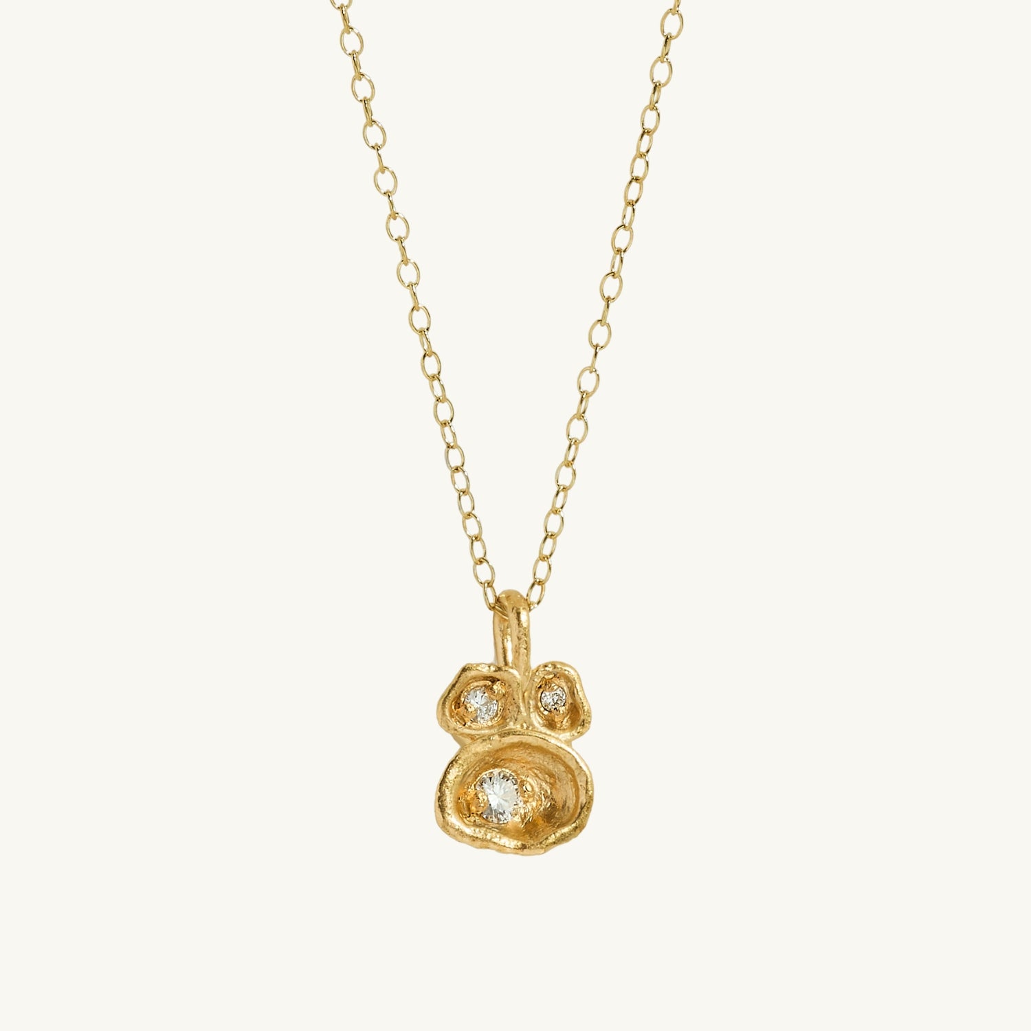White Topaz Gold Lichen Pendant Necklace
