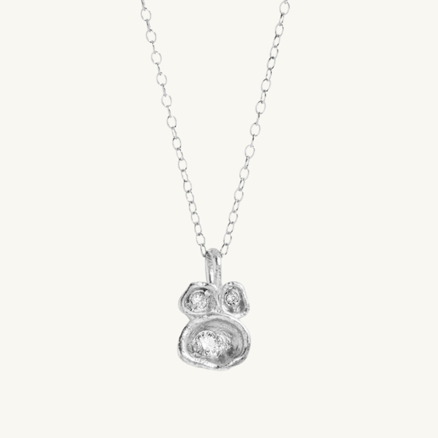 White Topaz Silver Lichen Pendant Necklace
