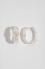 White Topaz Silver Branch Hoop Earrings