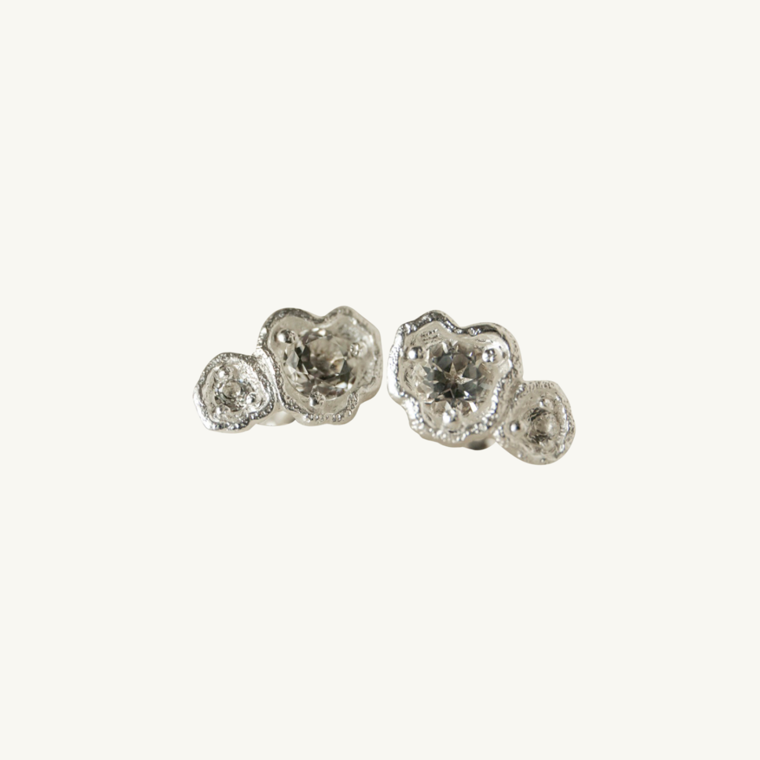 White Topaz Silver Climber Stud Earrings