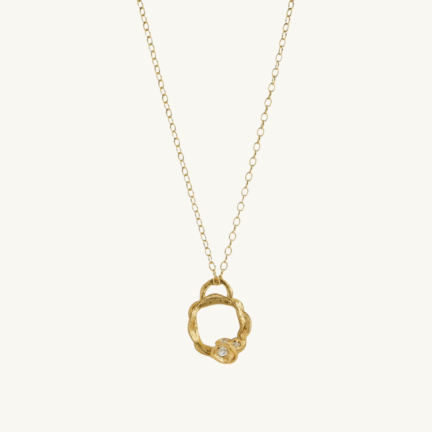 White Topaz Gold Circle Necklace (Small)