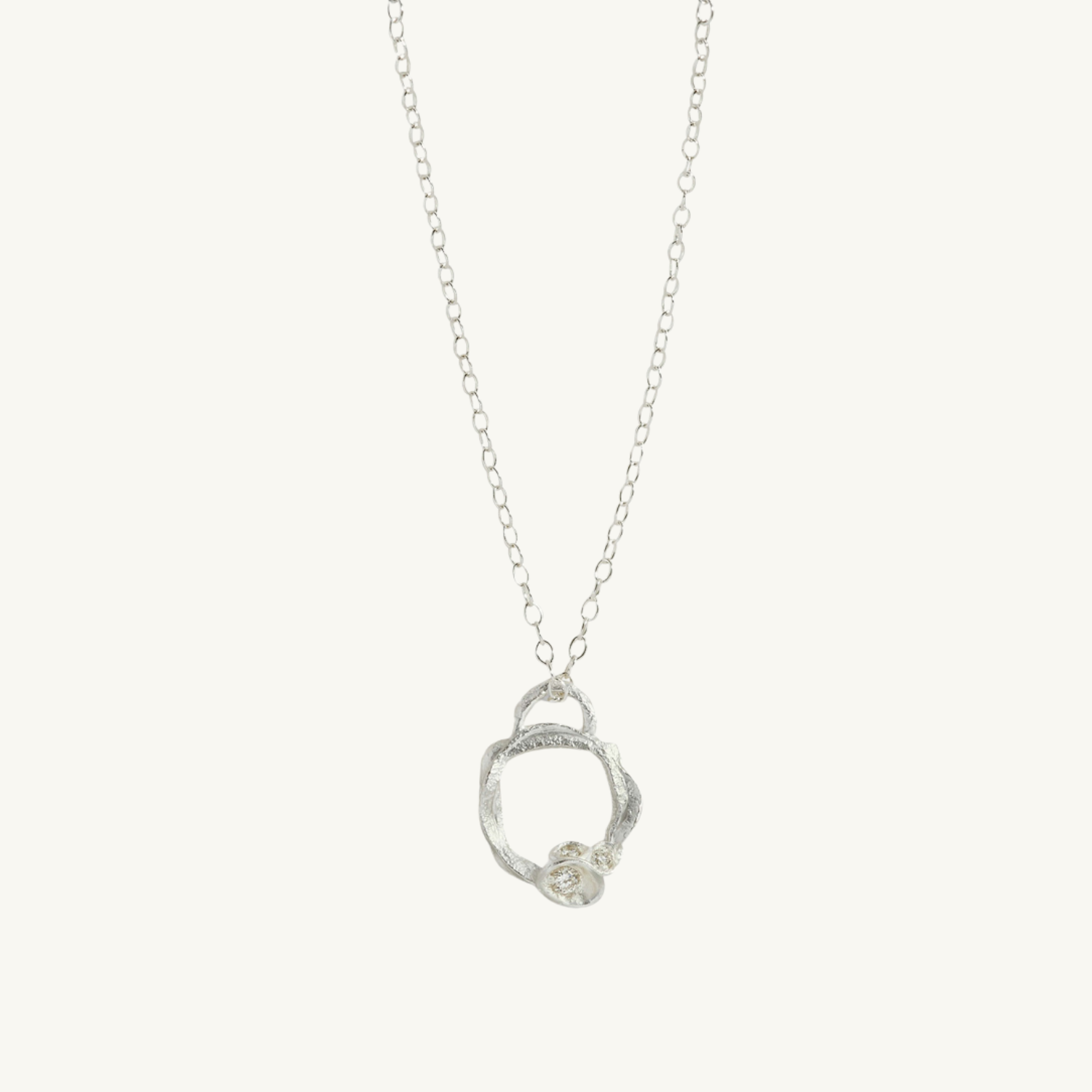 White Topaz Silver Circle Necklace (Small)