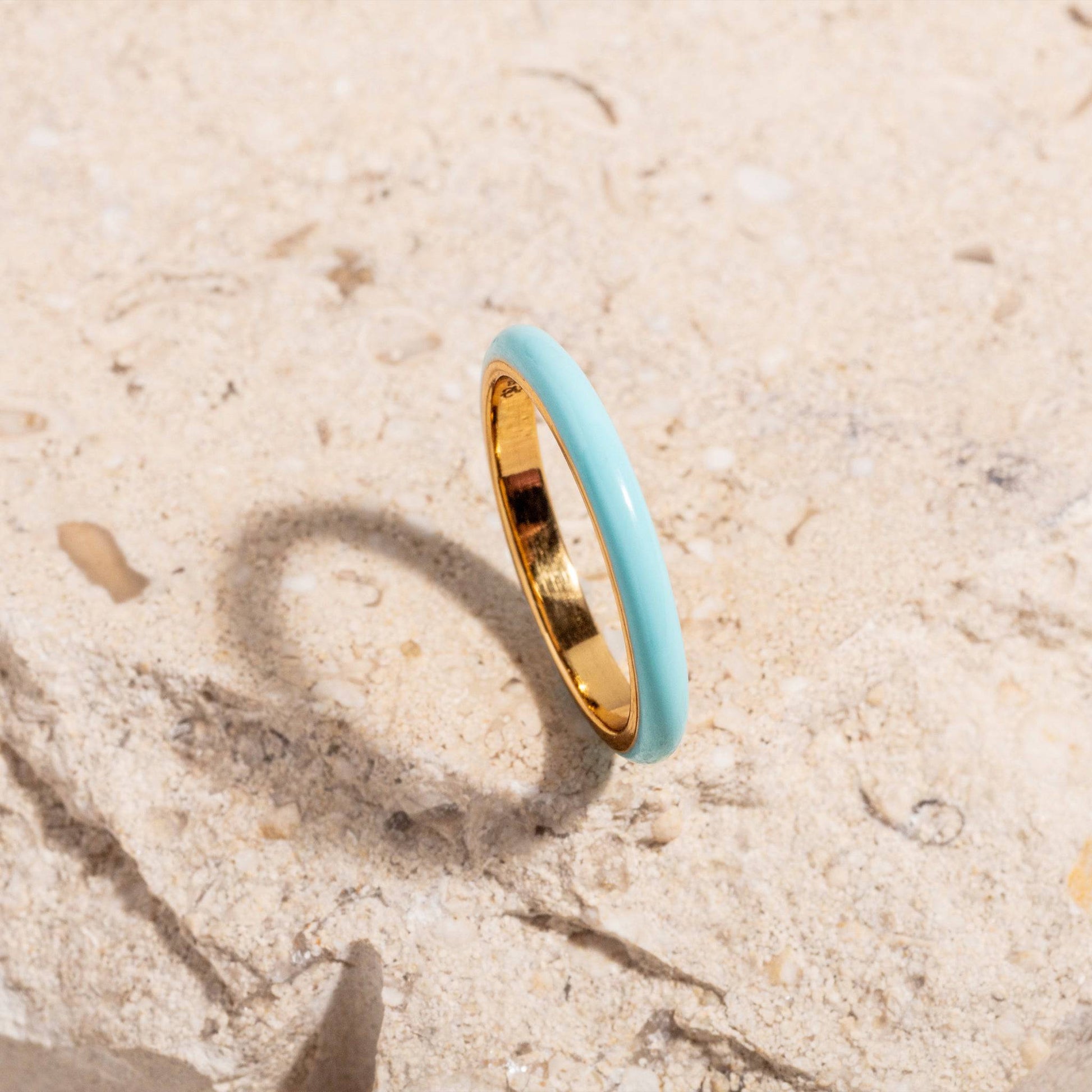 Turquoise Enamel and 18k Gold Vermeil Stacking Ring